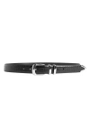Favorite Daughter The Jordan Croc Embossed Leather Belt In Black/nickel