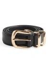 Favorite Daughter The Jordan Croc Embossed Leather Belt In Chocolate/gold