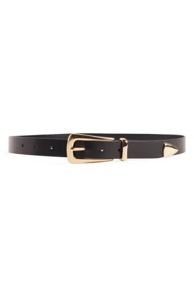 Favorite Daughter The Jordan Leather Belt In Dark Brown/gold