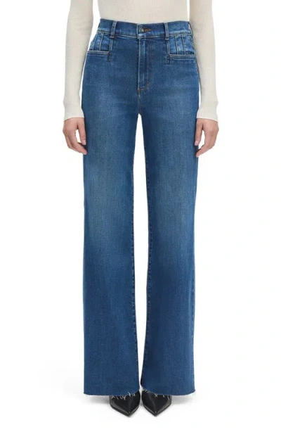 Favorite Daughter The Jordie Raw Hem High Waist Super Wide Leg Jeans In Blue