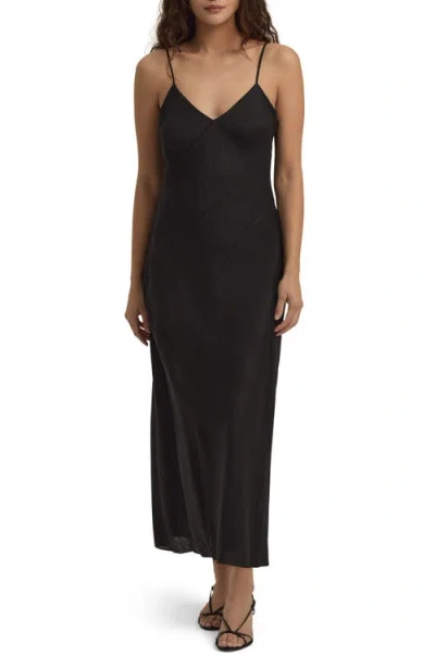 Favorite Daughter The Josette Linen Slipdress In Black
