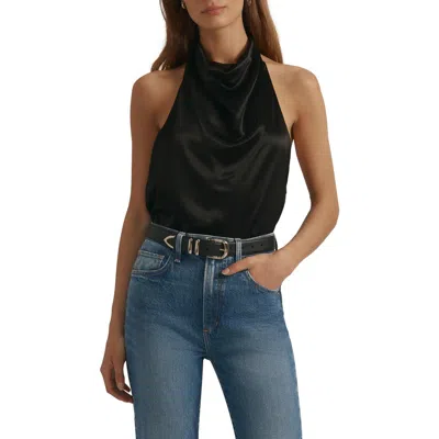 Favorite Daughter The Ladies Night Satin Halter Top In Black