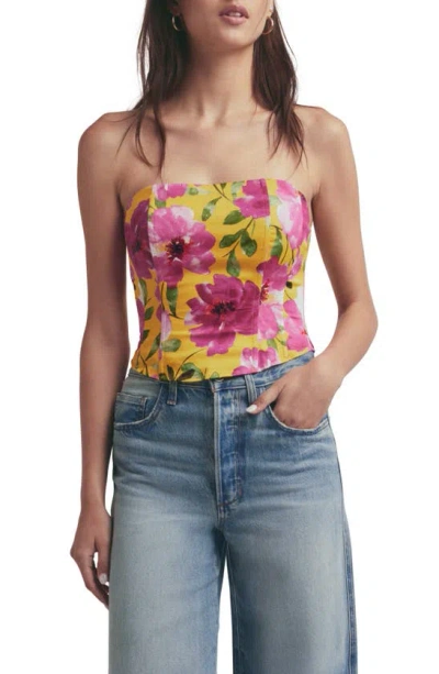 Favorite Daughter The Lanai Floral Print Strapless Top In Bold Camellia