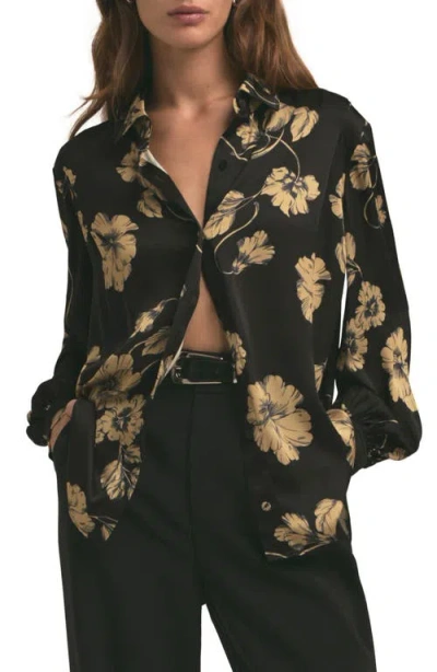 Favorite Daughter The Lanie Floral Oversize Button-up Shirt In Noir Fleur