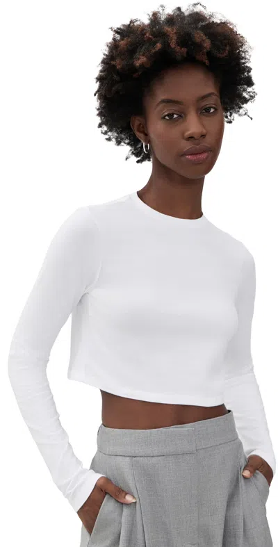 Favorite Daughter The Laura Crop Top Long Sleeve In White