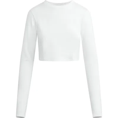 Favorite Daughter The Laura Stretch Cotton Long Sleeve Crop T-shirt In White