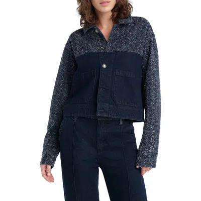 Favorite Daughter The Leave An Impression Texture Denim Jacket In Blue