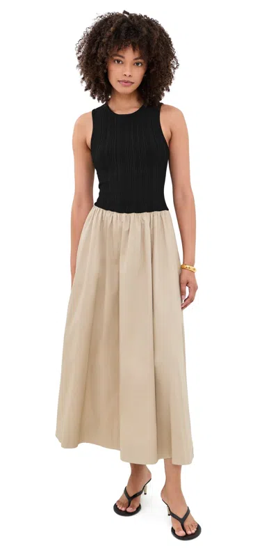 Favorite Daughter Lennon Tank-style Dress In Black Khaki In Neutral