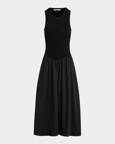 Favorite Daughter The Lennon Sleeveless Knit And Poplin Maxi Dress In Black