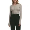 Favorite Daughter The Long Sleeve Rib Henley In Heather Grey