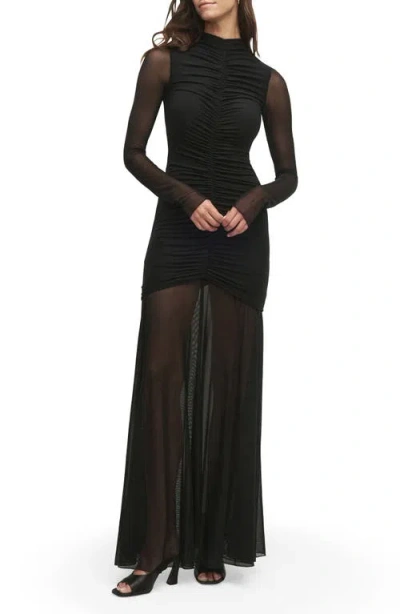 Favorite Daughter The Love Language Long Sleeve Mesh Maxi Dress In Black