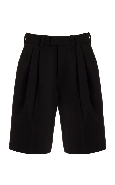 Favorite Daughter The Low Favorite Pleated Twill Wide-leg Knee Shorts In Black