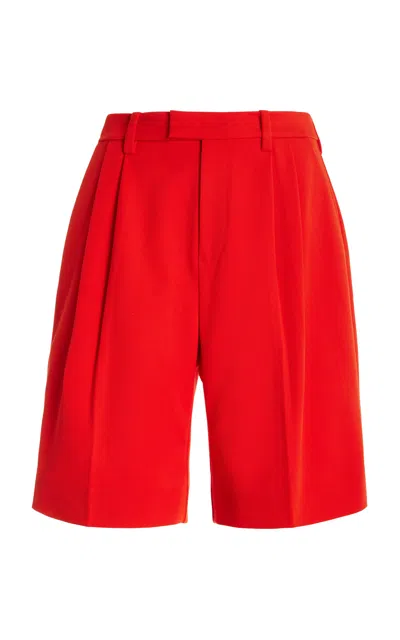 Favorite Daughter The Low Favorite Pleated Twill Wide-leg Knee Shorts In Red