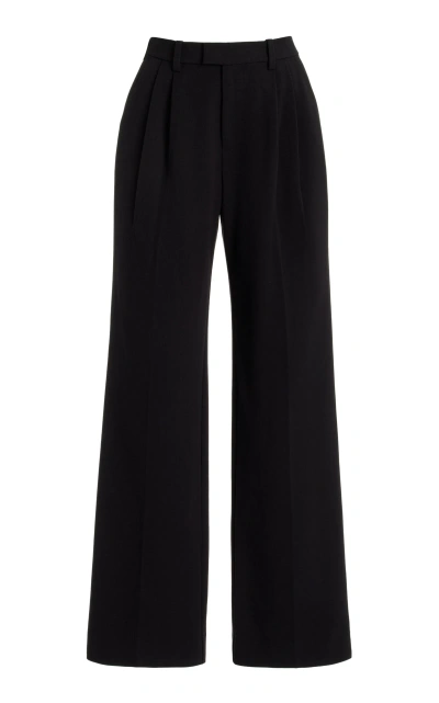 Favorite Daughter The Low Favorite Pleated Twill Wide-leg Pants In Black