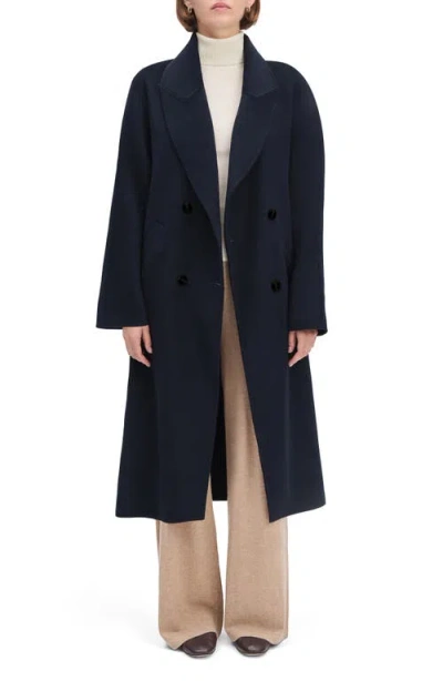 Favorite Daughter The Luca Wool Blend Double Breasted Coat In Blue