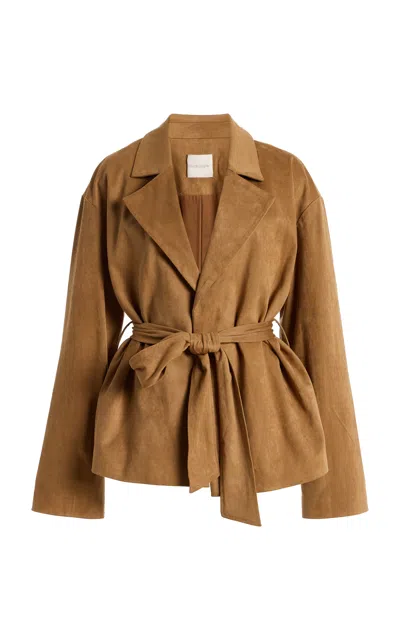 Favorite Daughter The Marina Faux Suede Wrap Coat In Brown