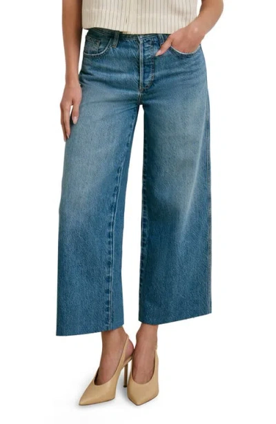 Favorite Daughter The Masha Raw Hem Super High Waist Crop Wide Leg Jeans In Blue