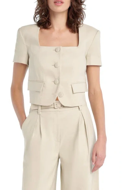 Favorite Daughter The Mayfair Linen Blend Top In Neutral