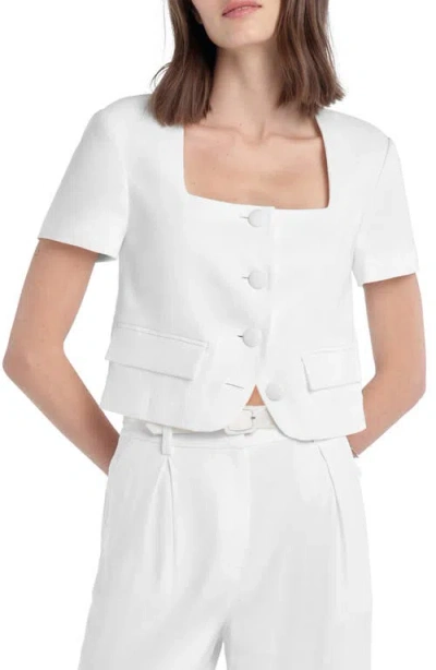 Favorite Daughter The Mayfair Linen Blend Top In White
