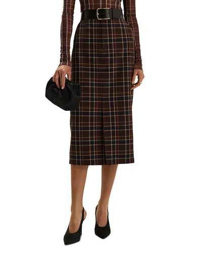 Favorite Daughter The Meyer Plaid Pencil Skirt In Brown