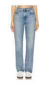 Favorite Daughter The Mikaela Low Slung Long Slim Straight Jeans In Blue