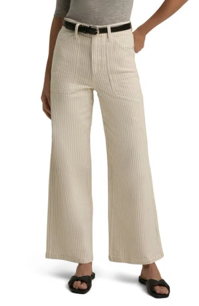 Favorite Daughter The Mischa Pinstripe Utility Wide Leg Jeans In Newport