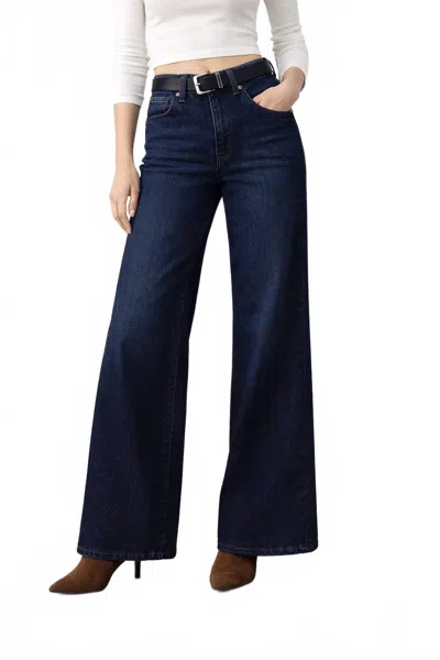 Favorite Daughter The Mischa Shortie Bootcut Jeans In Pepper In Blue