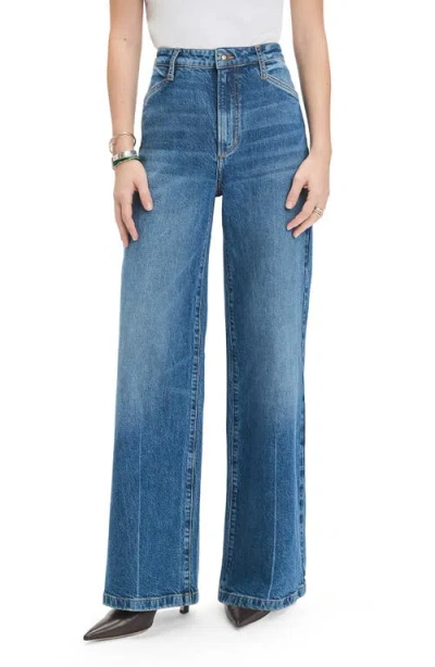 Favorite Daughter The Mischa Shortie Super High Waist Wide Leg Jeans In Blue