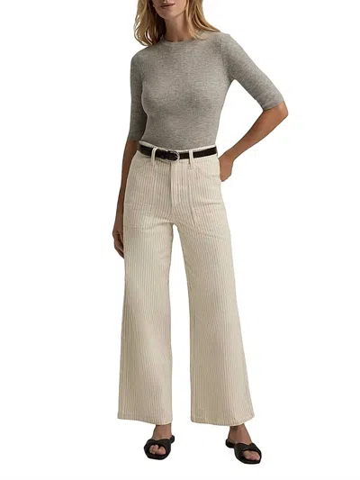 Favorite Daughter The Mischa Striped Cotton Utility Pants In Newport In Neutral