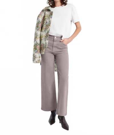 Favorite Daughter The Mischa Super High Rise Wide Leg Ankle Jeans In Soft Taupe In Gray