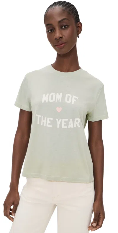 Favorite Daughter The Mom Of The Year Tee Light Sage/pale Pink In Gray
