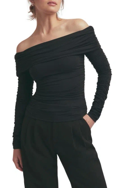 Favorite Daughter The Night Out Ruched Off The Shoulder Top In Black