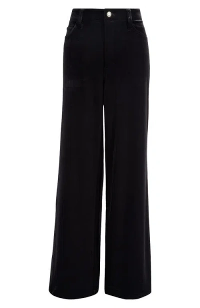 Favorite Daughter The Ollie High Waist Velvet Wide Leg Pants In Black Out
