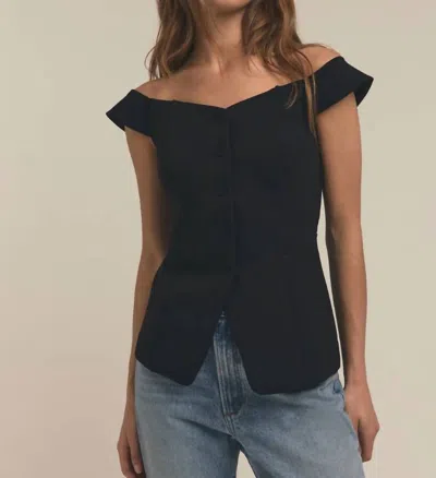 Favorite Daughter One That I Want Off-shoulder Top In Black In Blue