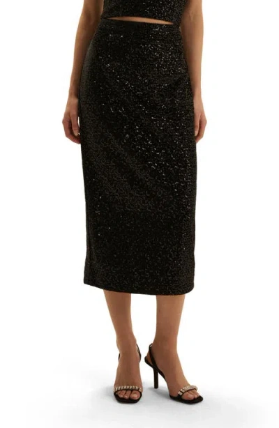 Favorite Daughter The Out Of Your League Sequined Midi Skirt In Black