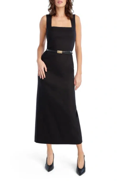 Favorite Daughter The Perfect Opportunity Linen Blend Midi Dress In Black