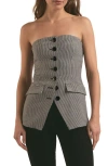 Favorite Daughter The Phoebe Houndstooth Twill Bustier Top In Micro Bw Houndstooth
