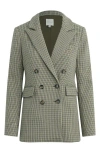Favorite Daughter The Phoebe Houndstooth Double Breasted Blazer In Green