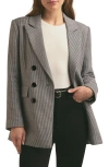 Favorite Daughter The Phoebe Houndstooth Double Breasted Blazer In Micro Black-white Houndstooth