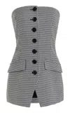 Favorite Daughter The Phoebe Houndstooth Twill Bustier Top In Micro Bw Houndstooth