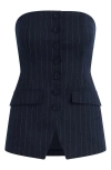 Favorite Daughter The Phoebe Pinstroped Bustier Top In Navy Pinstripe
