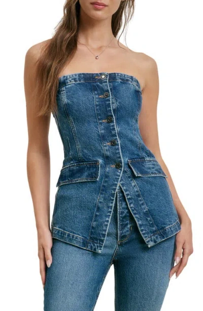 Favorite Daughter The Phoebe Strapless Denim Bustier Top In Blue