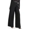 Favorite Daughter The Power Play Wrap Front Wide Leg Pants In Black