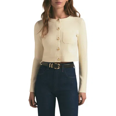 Favorite Daughter The Quinn Crop Rib Cardigan In Cream