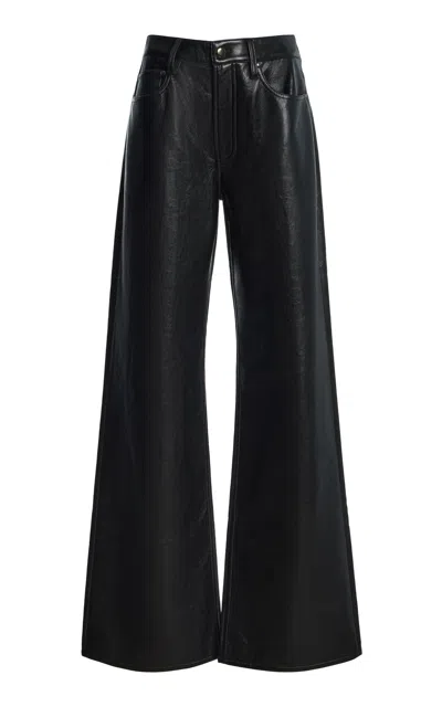 Favorite Daughter The Regenerated Leather Bootcut Trousers In Black