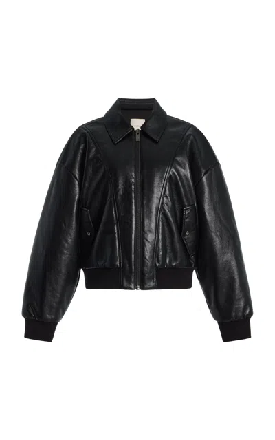 Favorite Daughter The Regenerated Leather Mainstay Bomber Jacket In Black
