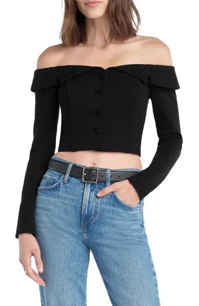 Favorite Daughter The Revenge Off The Shoulder Crop Top In Black