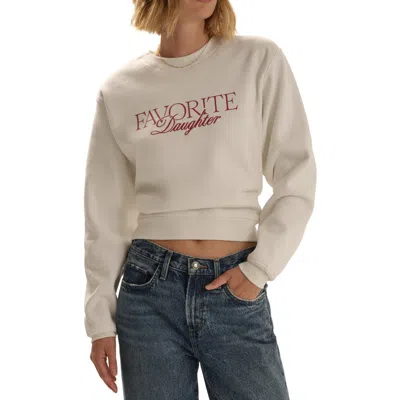 Favorite Daughter The Ritzy Embroidered Cotton Blend Crop Sweatshirt In White