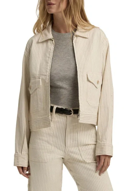 Favorite Daughter The Robert Pinstripe Stretch Cotton Trucker Jacket In Newport