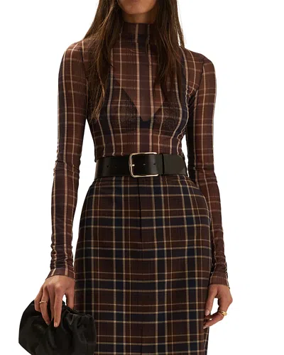 Favorite Daughter The Sheer Fantasy Printed Mesh Top In Brown